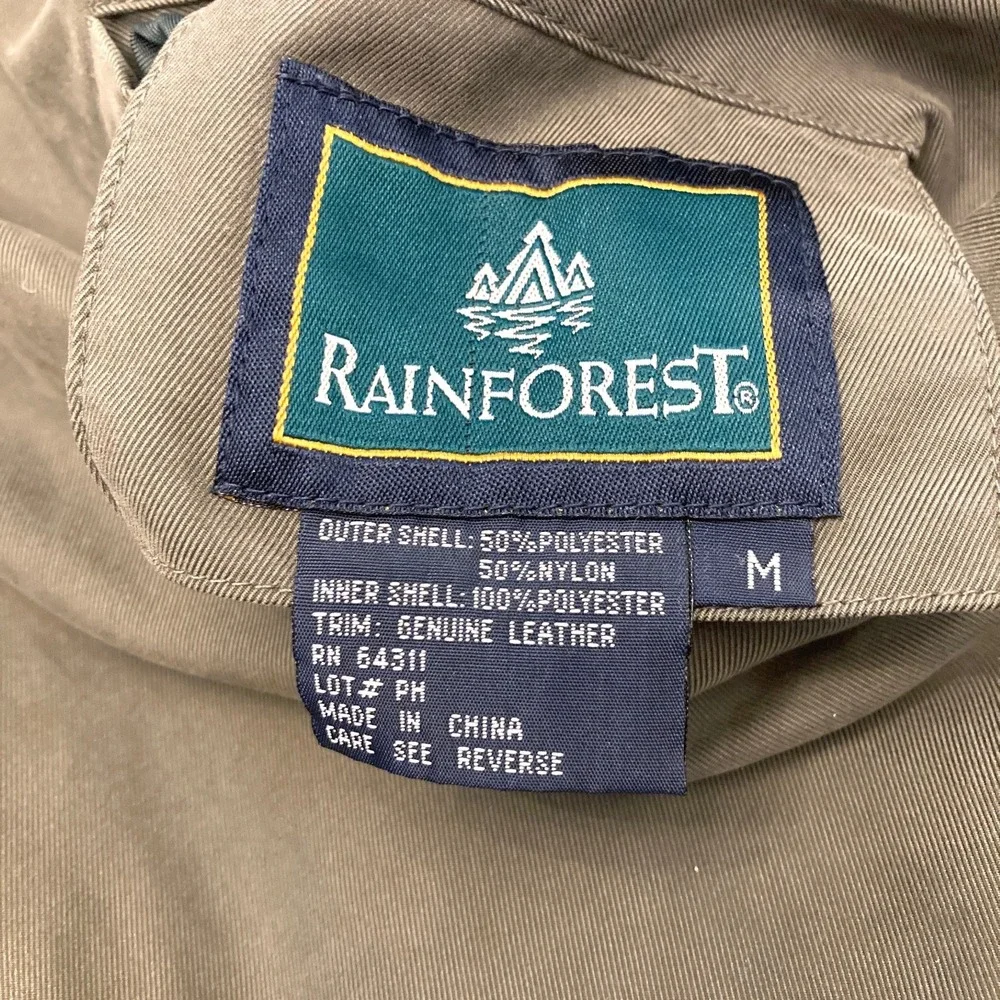 Rainforest Jacket Reversible Twill Fleece Plaid Men's Medium Tan Leather Collar